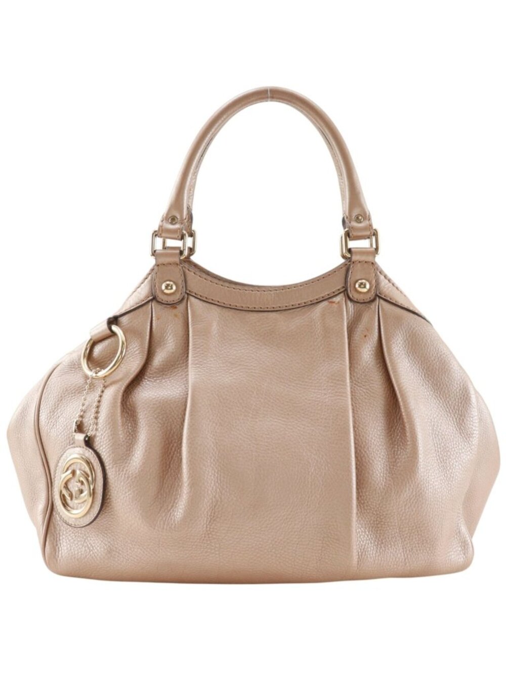 Gucci Sukey Guccissima Leather Metallic Beige Handbag